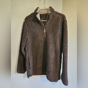 Womens Girlie Girl Cozy Brown Sherpa Quarter Zip Sweater